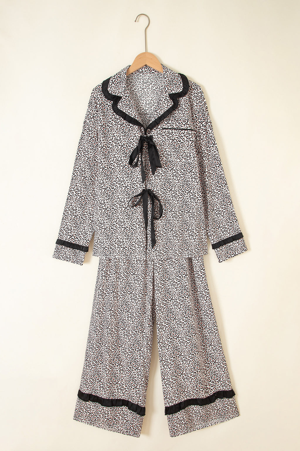 Brown Leopard Bow Pajama Set