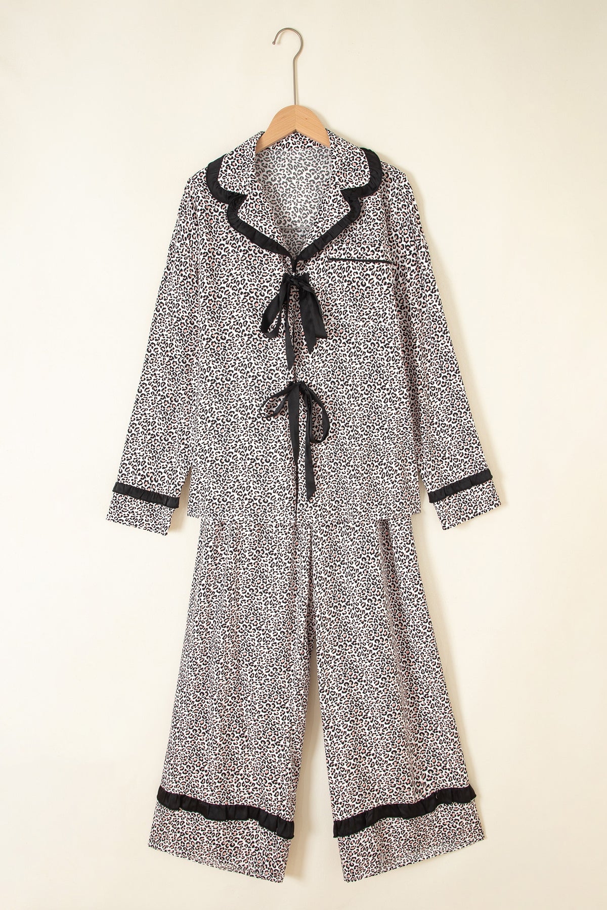 Brown Leopard Bow Pajama Set