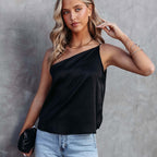 Women's casual satin short-sleeve shirt