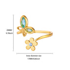 18K gold-color blue crystal zircon open ring