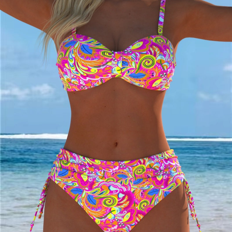 Women's Neon Swirl Underwire Bikini Set