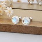 S999 sterling silver moonstone earrings