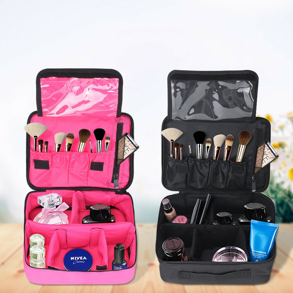 Hanging travel makeup and toiletry organizer