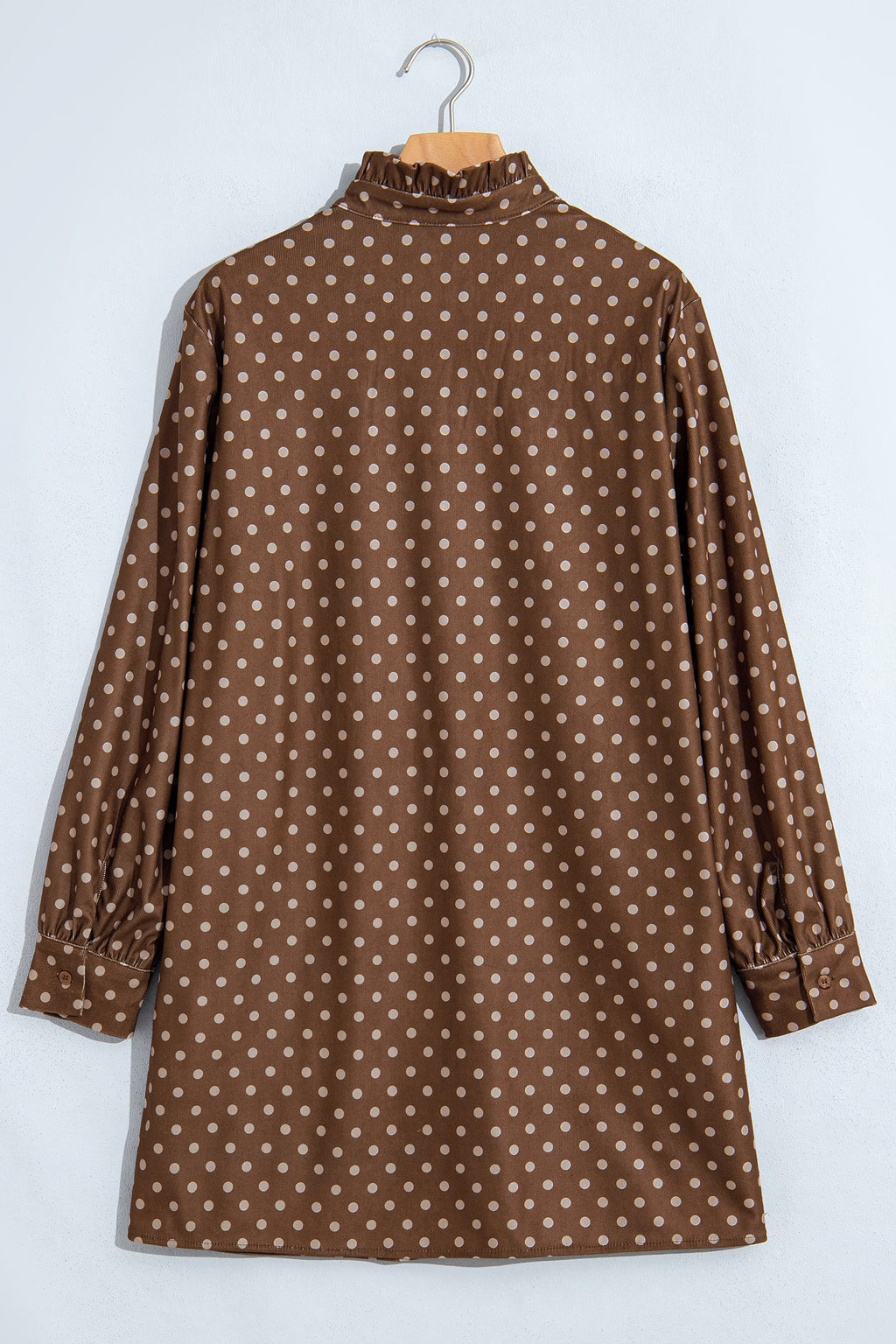 Women's Brown Polka-Dot V-Neck Button-Front Dress