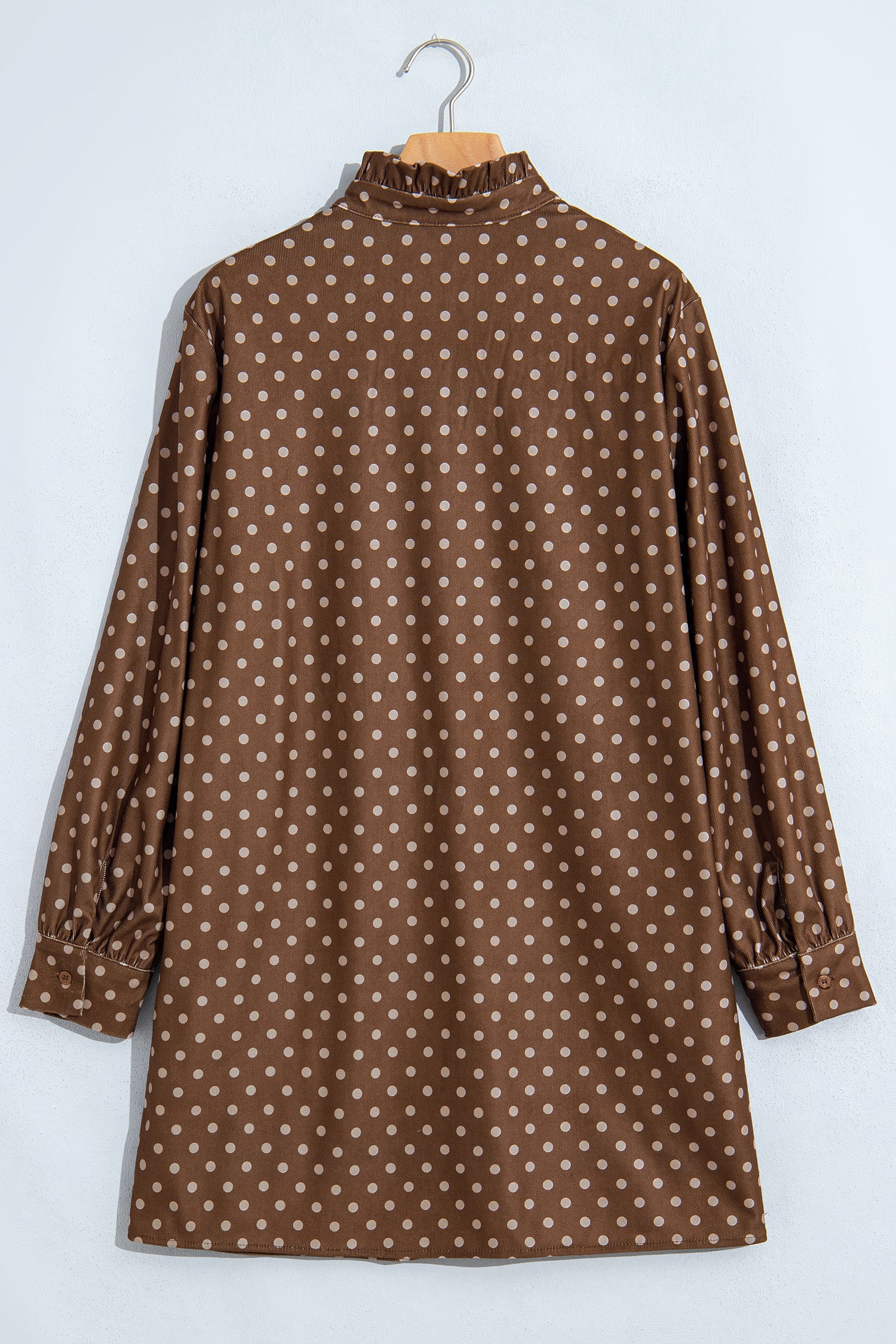 Women's Brown Polka-Dot V-Neck Button-Front Dress