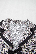 Brown Leopard Bow Pajama Set