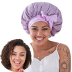 Adjustable double-layer satin-style sleep bonnet