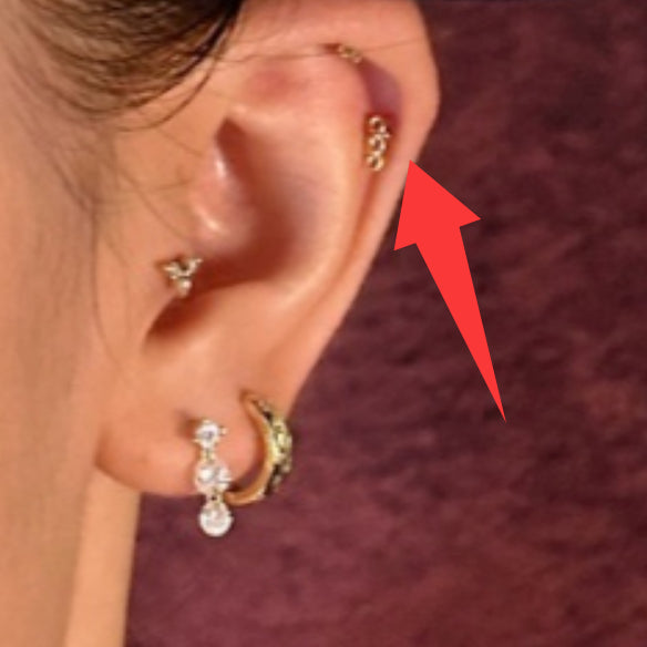 S925 gold-plated chain flat-back earring