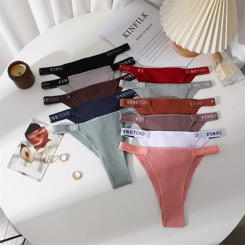 Women's ribbed logo-waist thong panties