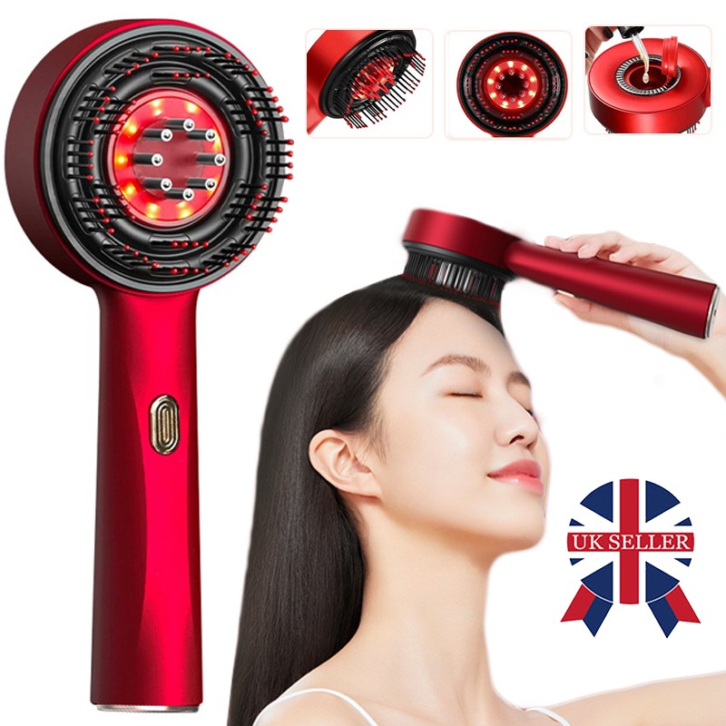 Red-light electric scalp massage comb with applicator
