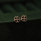 S925 silver red agate clover stud earrings