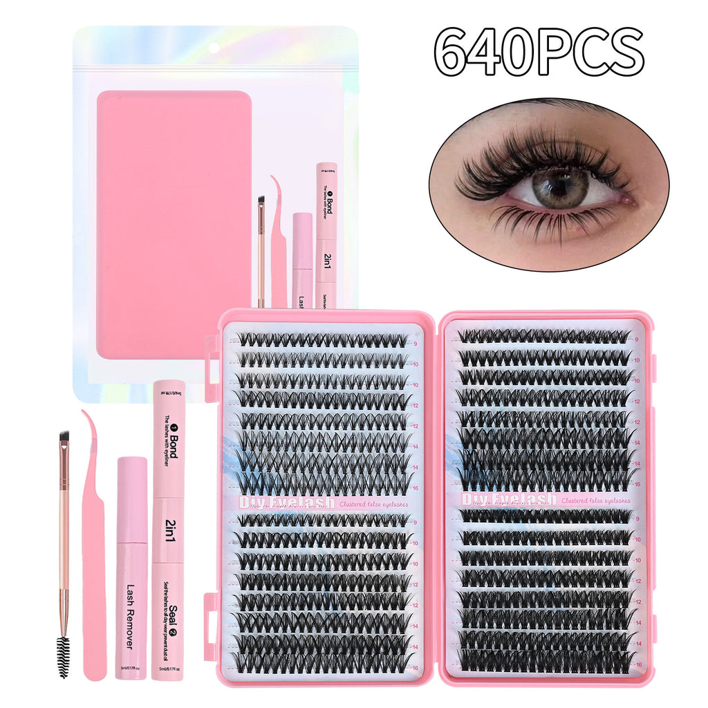 640-piece D-curl cluster lash book