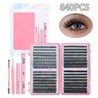 640-piece D-curl cluster lash book