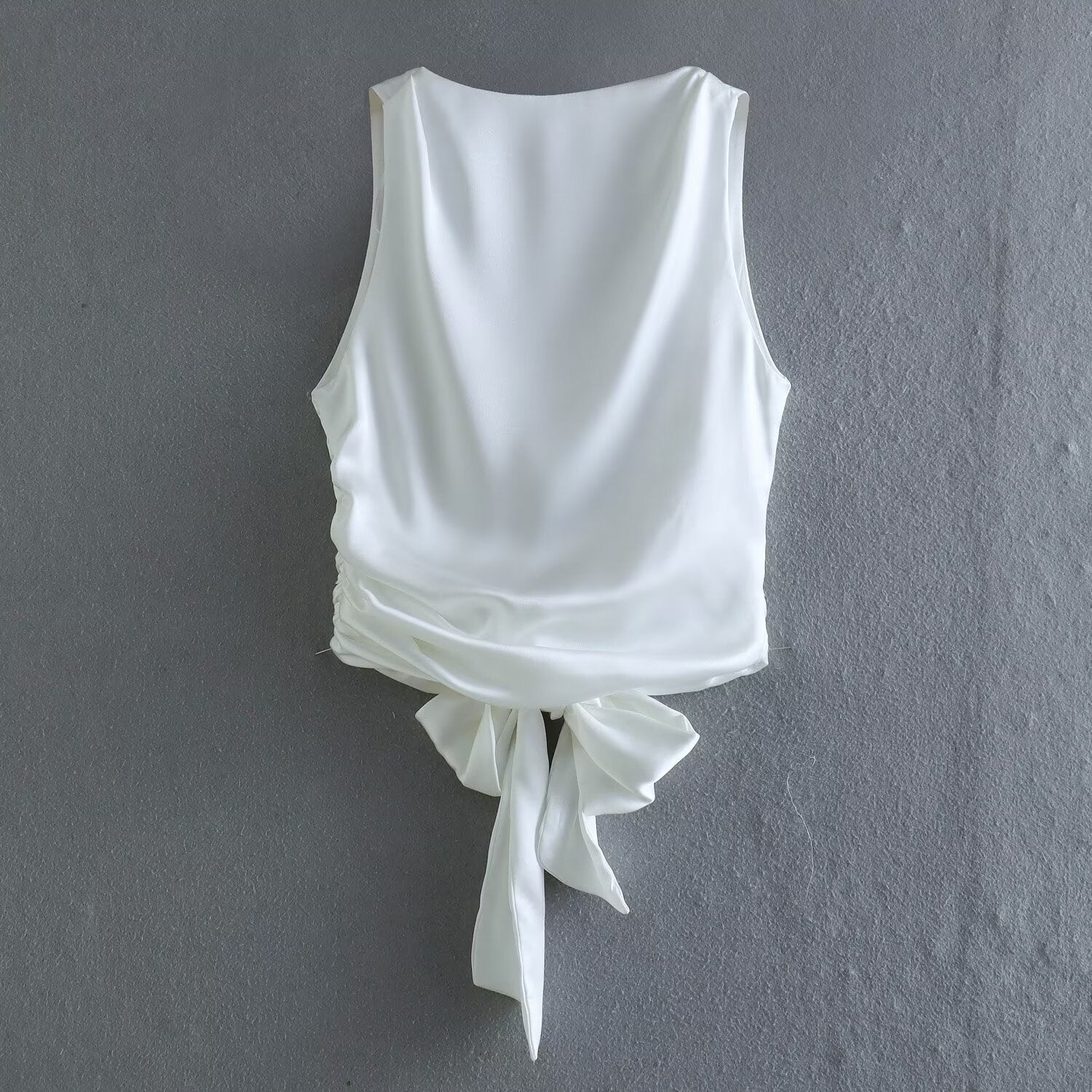 Women's silk satin backless crop top