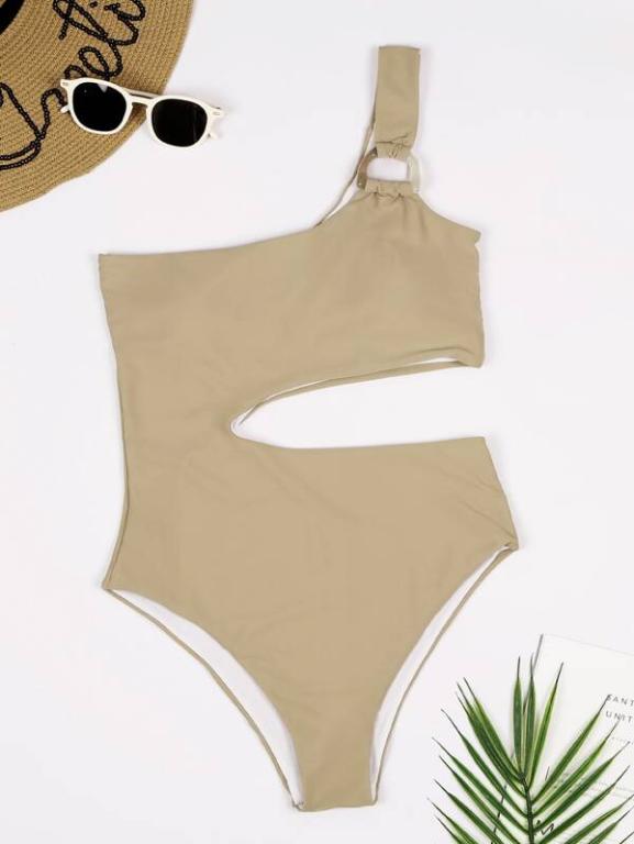 Shoulder Cut One-piece Swimwear