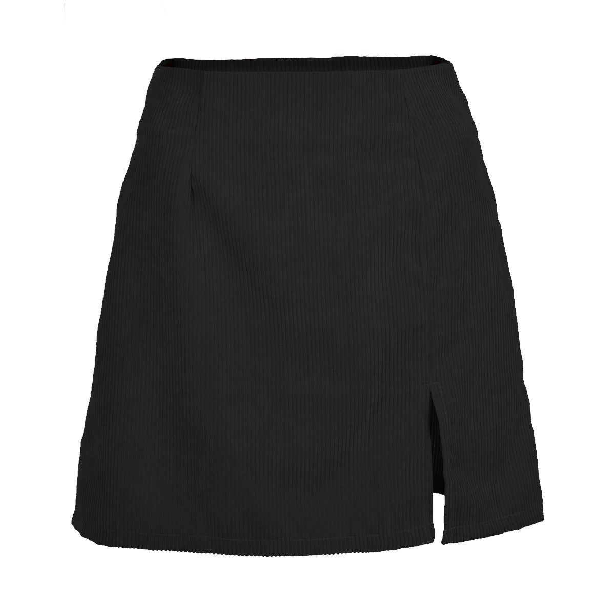 Autumn Winter High Waist Corduroy Solid Color Split Skirt