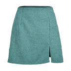 Autumn Winter High Waist Corduroy Solid Color Split Skirt