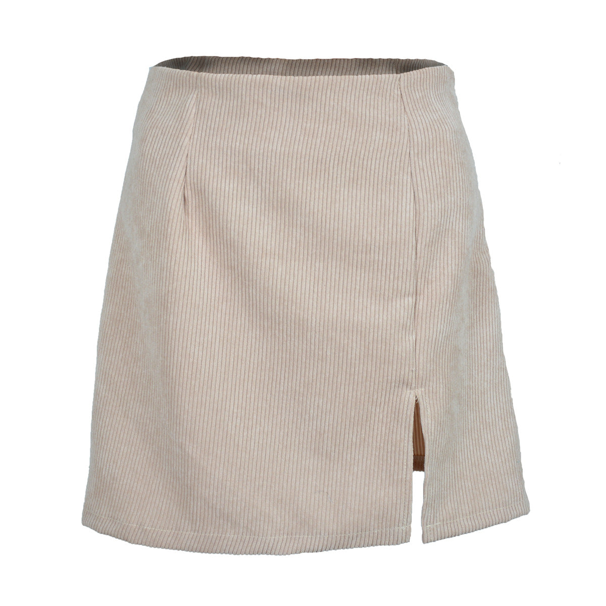 Autumn Winter High Waist Corduroy Solid Color Split Skirt