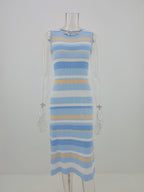 Striped Sleeveless Knit Midi Dress