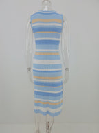 Striped Sleeveless Knit Midi Dress