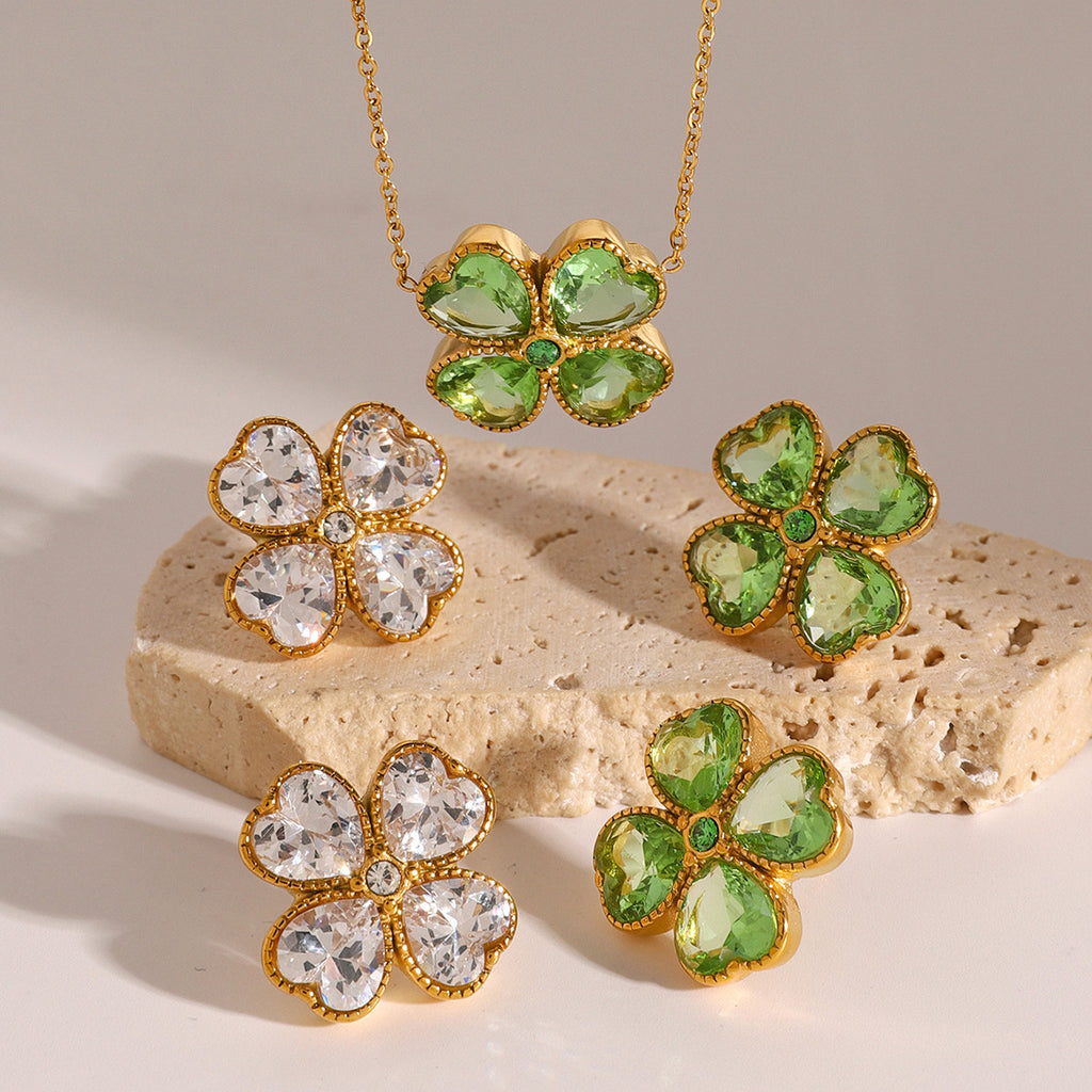 Zircon four-leaf clover heart jewelry coordinates