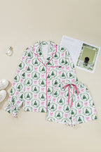White Christmas Velvet-Bow Pajama Set