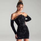 Women's off-shoulder sequin sheath dress