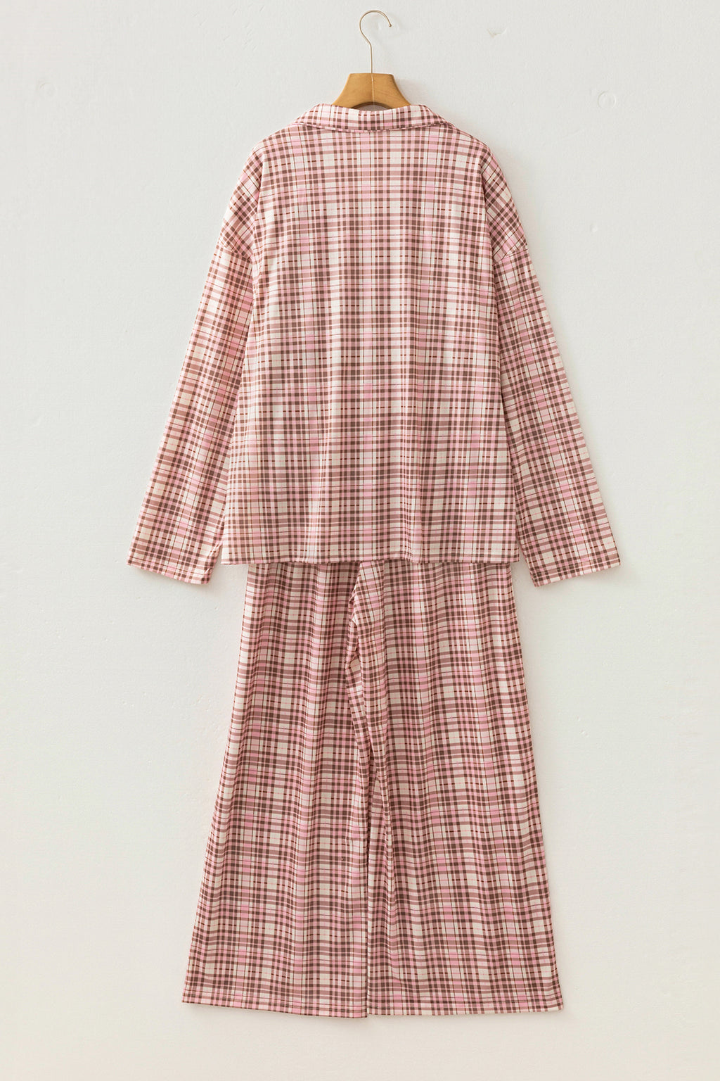 Pink Plaid Long-Sleeve Pajama Set