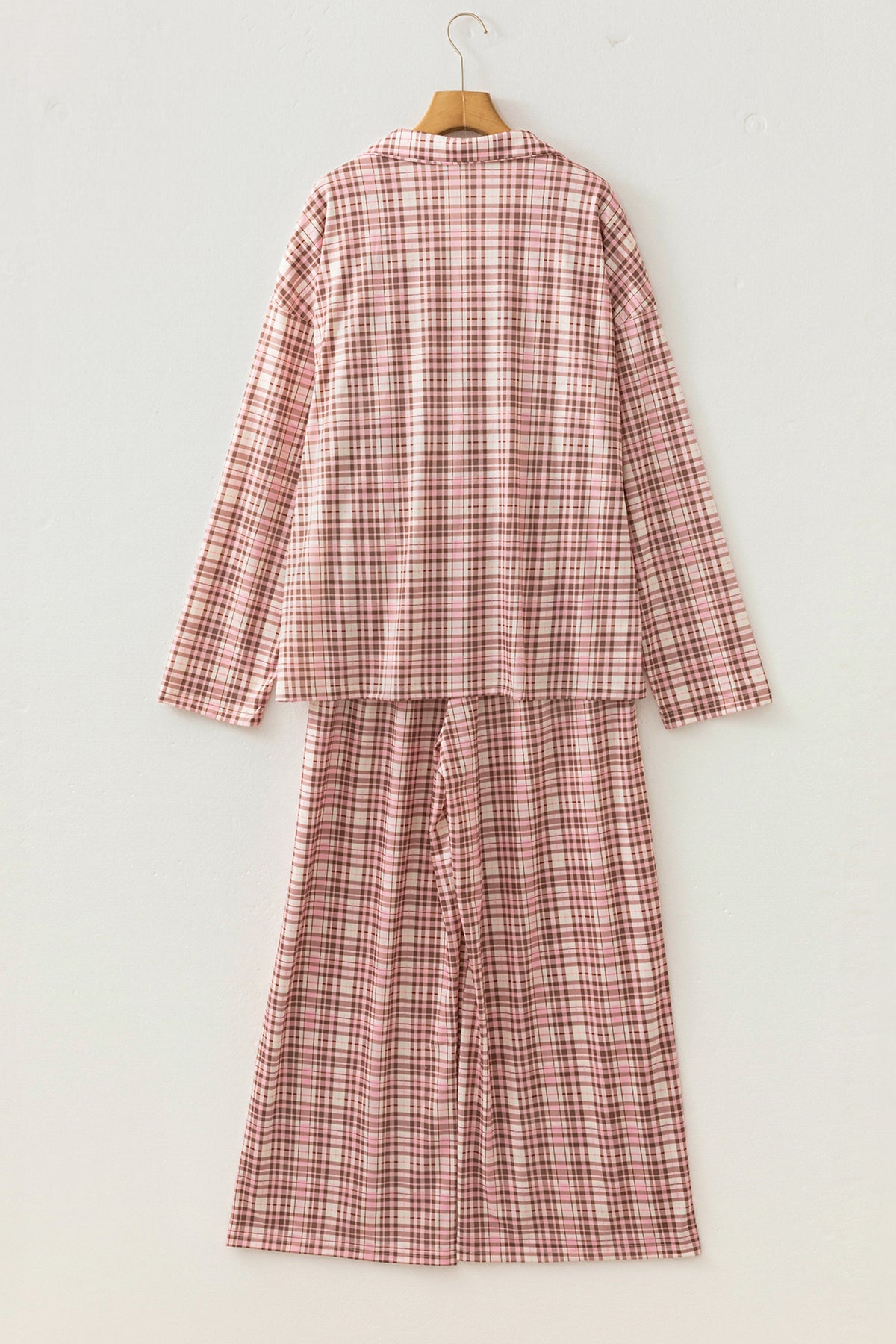 Pink Plaid Long-Sleeve Pajama Set