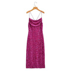 Women's sequin strap long slim dress