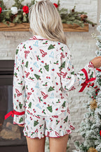 White Christmas Print Pajama Set