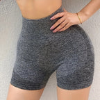 Women's gray seamless high-waist yoga biker shorts