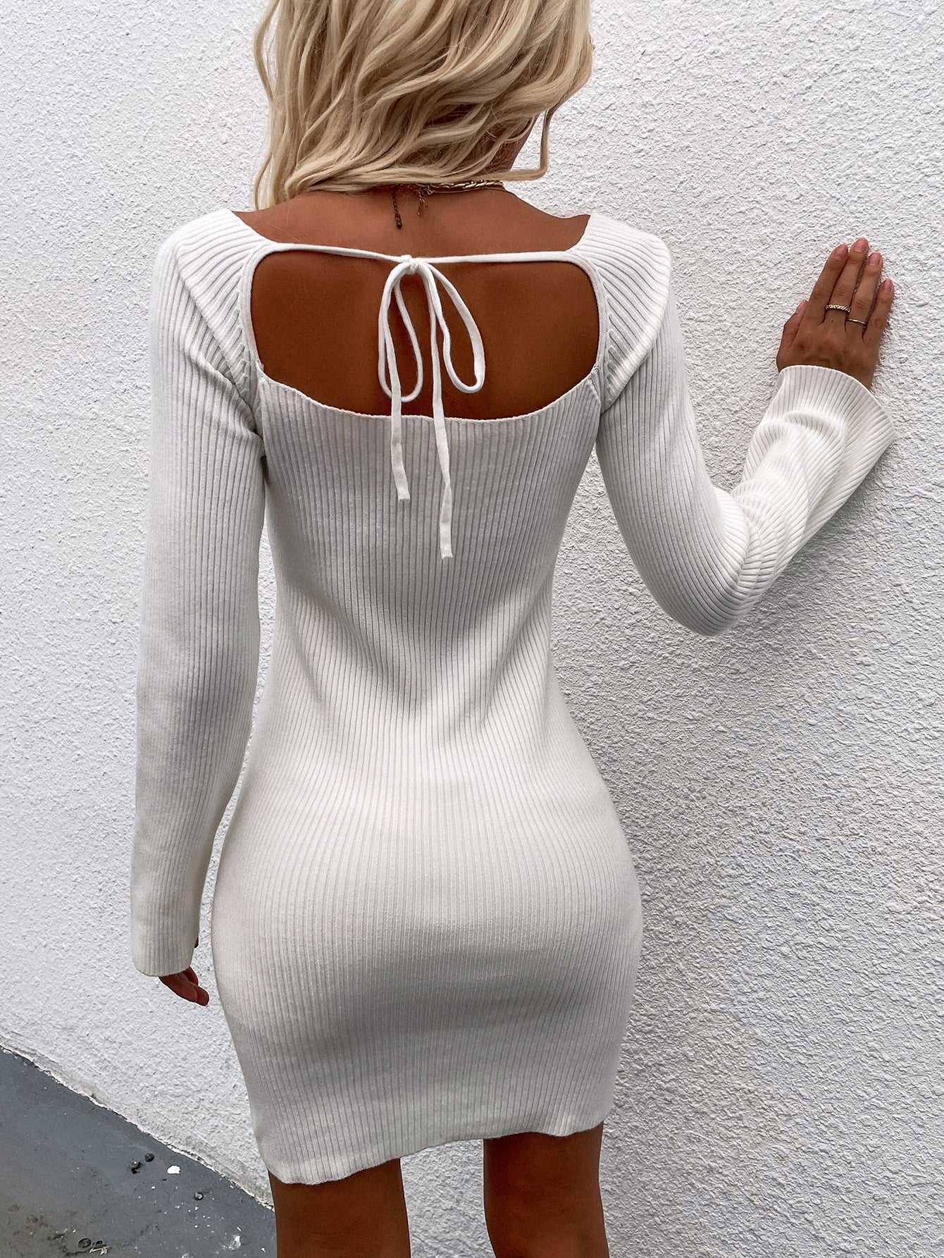 Women's Autumn Winter Knitting Street Hipster Fashion Straight Pullover Lace-Up Bottoming Sweater Solid Color Sweater For Women