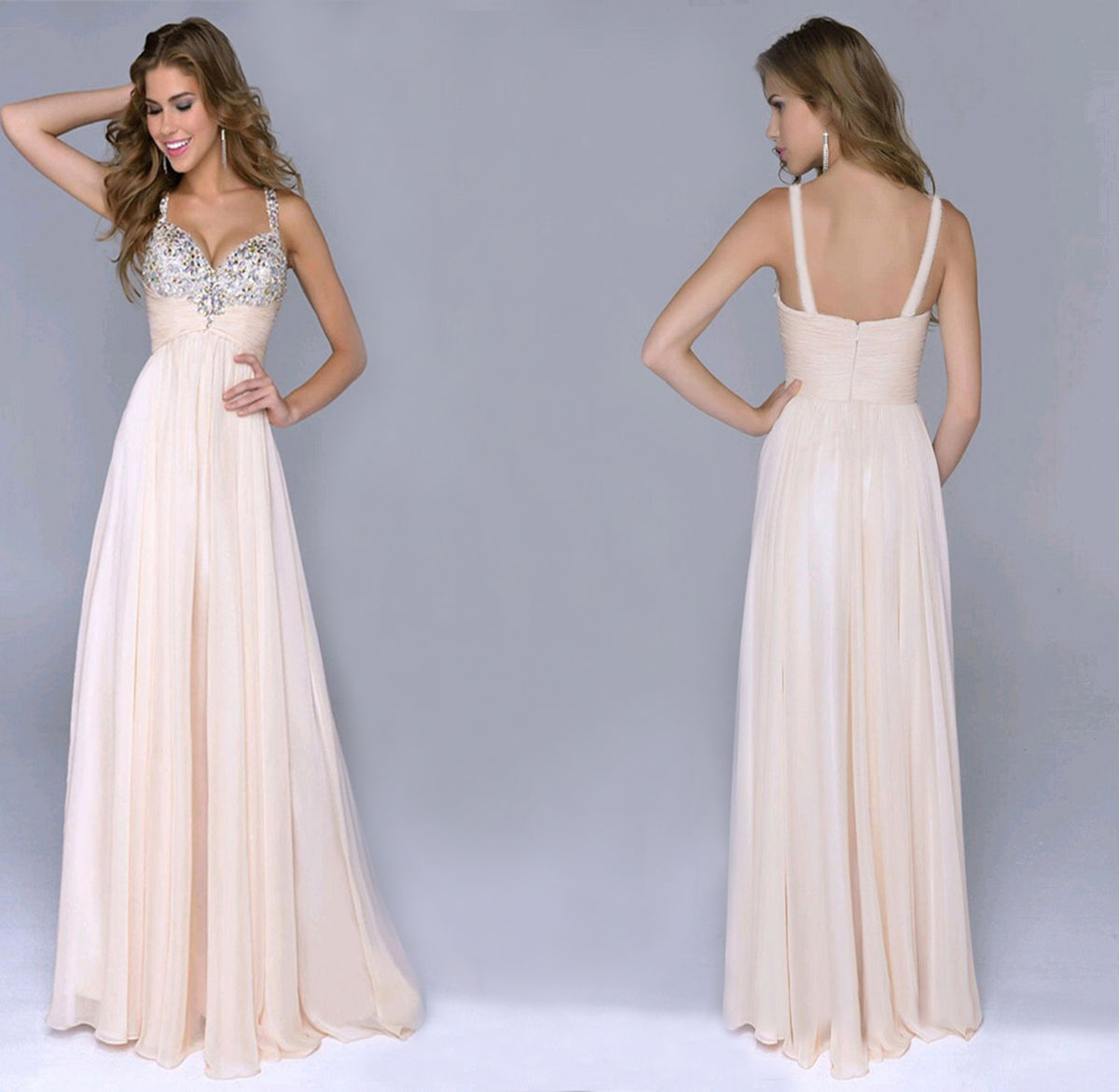 Popular Evening Chiffon Sequin Sling Dress
