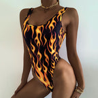Fire Print One-piece Swimwear