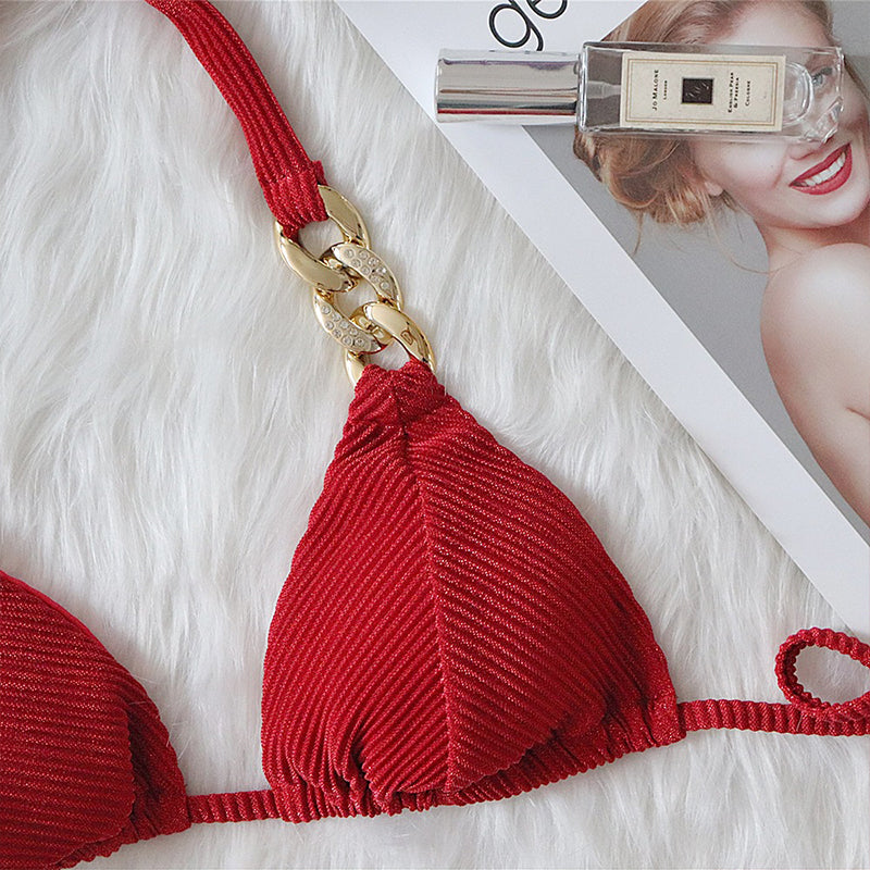 Halter Retro One-piece Swimwear