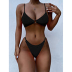 Solid Cut Bikini Swimwear