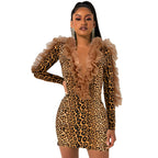 Women's V-Neck Ruffle Butterfly-Sleeve Dress