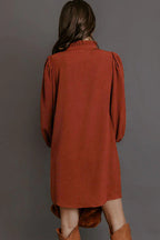 Coffee Solid Shift Mini Dress