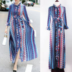 Women's Spring Summer Women Clothing Wooden Ear Dress Geometric Abstract Print Flared Sleeve Cardigan Loose Dress