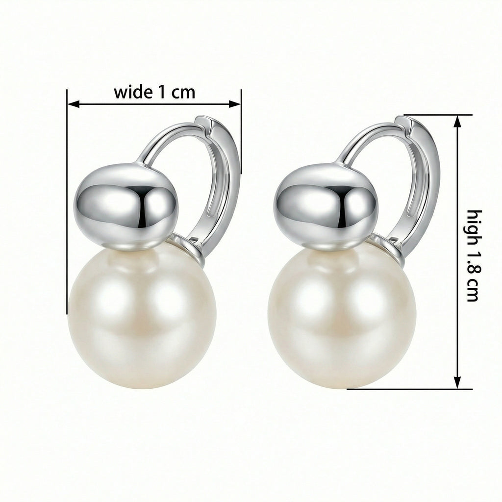S925 sterling silver pearl drop earrings
