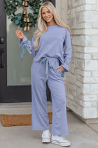 Beau Blue Velvet-Bow Pajama Set