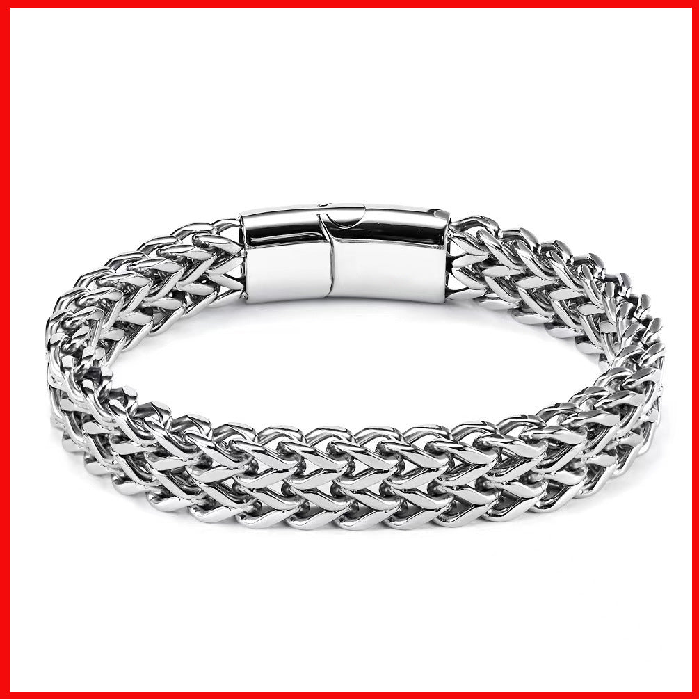 Men's stainless steel Franco wheat-chain bracelet