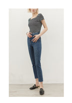 Women's Striped Knit Short Sleeve T-Shirt