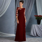 Women's Crew-Neck Lace Long-Sleeve Wedding Dress