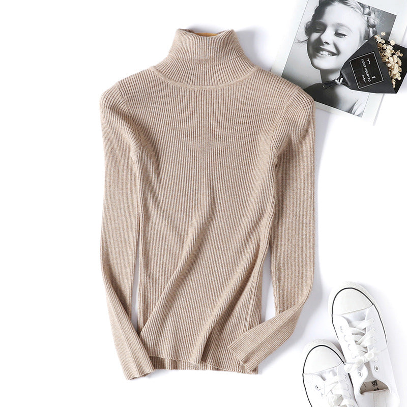 Women's Turtleneck Knit Top – Slim Long-Sleeve Layer