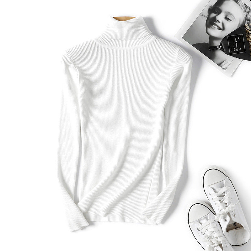 Women's Turtleneck Knit Top – Slim Long-Sleeve Layer