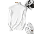 Women's Turtleneck Knit Top – Slim Long-Sleeve Layer