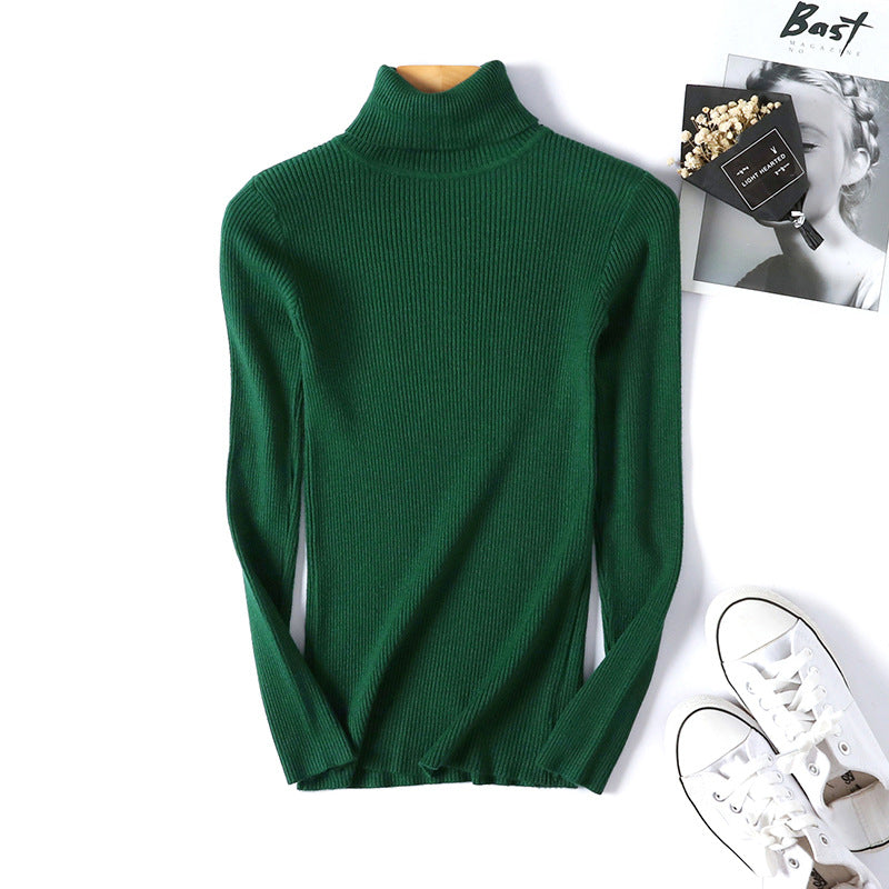 Women's Turtleneck Knit Top – Slim Long-Sleeve Layer