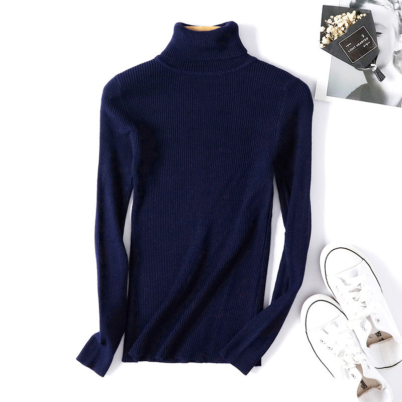 Women's Turtleneck Knit Top – Slim Long-Sleeve Layer